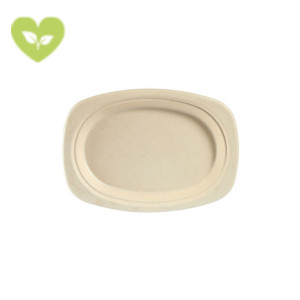 DUNI ecoecho® Piatto ovale monouso in bagassa bio e compostabile, Ø 22 cm, Marrone (confezione 500 pezzi)