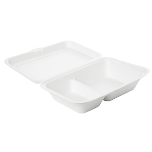 Duni ecoecho® Scatola con coperchio in bagassa bio e compostabile, 2 scomparti, Capacità 470/300 ml, 24,1 x 16,3 x 6,5 cm, Bianco (confezione 50 pezzi) Duni ecoecho® Scatola con coperchio in bagassa bio e compostabile, 2 scomparti, Capacità 470/300 ml, 24,1 x 16,3 x 6,5 cm, Bianco (confezione 50 pezzi)