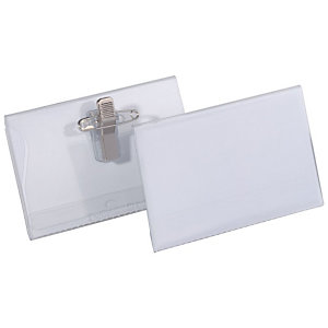 Durable Badge nominatif PVC transparent avec double clip - paquet 50 unités