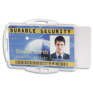 DURABLE Boîte 10 Porte-badges ouvert pour 2 cartes format portrait ou paysage - L85 x H54mm - Transparent DURABLE Boîte 10 Porte-badges ouvert pour 2 cartes format portrait ou paysage - L85 x H54mm - Transparent
