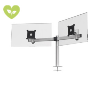 DURABLE Braccio monitor doppio con perno per foro passacavo, Per monitor da 21" a 27", Argento DURABLE Braccio monitor doppio con perno per foro passacavo, Per monitor da 21" a 27", Argento