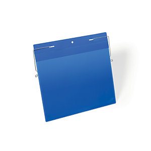 Durable Busta identificativa con fissaggio metallico, A4 orizzontale, Blu/Trasparente (confezione 50 pezzi)