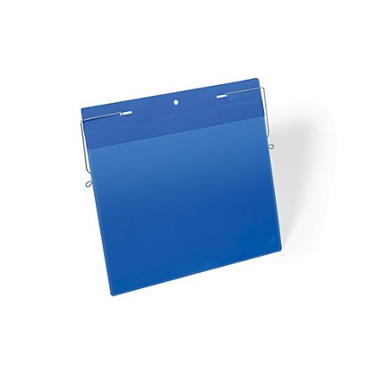 Durable Busta identificativa con fissaggio metallico, A4 orizzontale, Blu/Trasparente (confezione 50 pezzi) - 1
