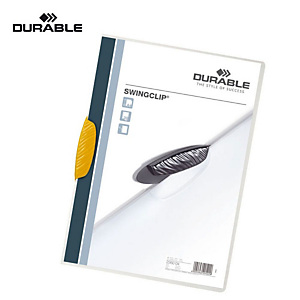 Durable Cartellina con fermafogli Swingclip, Capacità 30 fogli, Giallo Durable Cartellina con fermafogli Swingclip, Capacità 30 fogli, Giallo
