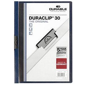 DURABLE Cartelline con clip fermafogli DURACLIP® 30, A4, Capacità 30 fogl, Blu mezzanotte DURABLE Cartelline con clip fermafogli DURACLIP® 30, A4, Capacità 30 fogl, Blu mezzanotte