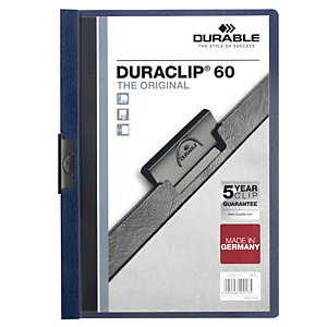 Durable Cartelline con clip fermafogli Duraclip, Capacità 60 fogl, Blu mezzanotte