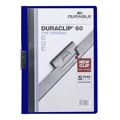 Durable Cartelline con clip fermafogli Duraclip, Capacità 60 fogli, Blu scuro - 1