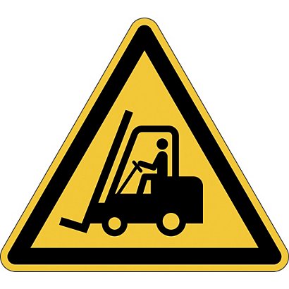 Durable Cartello segnaletico di sicurezza da pavimento, Adesivo, Attenzione passaggio carrelli - W014, Ø 430 mm - 1