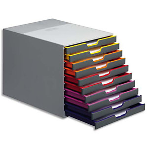 Durable Cassettiera 10 cassetti Varicolor® 10, Struttura grigia, cm 28 x 35,5 x 29,2 h