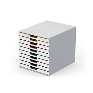 durable cassettiera 10 cassetti varicolor® mix 10, struttura bianca, cm 28 x 35,5 x 29,2 h