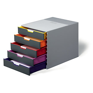 Durable Cassettiera 5 cassetti Varicolor® 5, Struttura grigia, cm 28 x 35,5 x 29,2 h