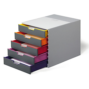 durable cassettiera varicolor - 28x35,6x29,2 cm - 5 cassetti