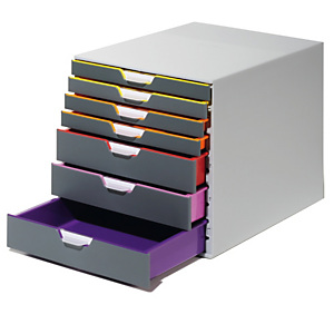 durable cassettiera varicolor - 28x35,6x29,2 cm - 7 cassetti
