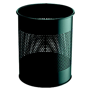 Durable Cestino gettacarta traforato cilindrico, Acciaio, Nero, 15 litri Durable Cestino gettacarta traforato cilindrico, Acciaio, Nero, 15 litri