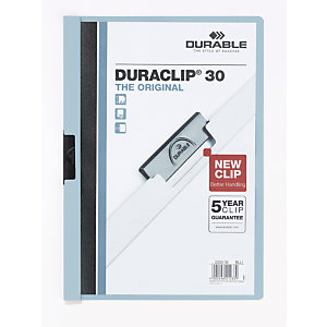 Lot de 5 - Durable Chemise à clip A4 Duraclip en PVC - 30 feuilles - Bleu clair