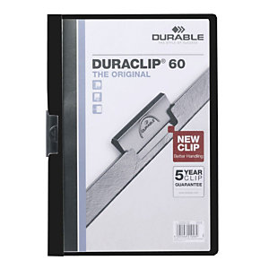 Durable Chemise à clip  Duraclip en PVC - Noir - 30 feuilles - lot de 5