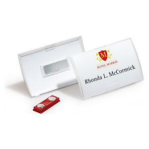 Durable Click Fold, identificadores, con imán, tarjetas reemplazables, transparente, 54 x 90 mm