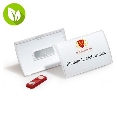 Durable Click Fold, identificadores, con imán, tarjetas reemplazables, transparente, 54 x 90 mm - 1