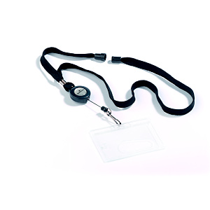 Durable Cordón extensible para tarjetas con clip metálico, 80 cm de carrete, negro Durable Cordón extensible para tarjetas con clip metálico, 80 cm de carrete, negro