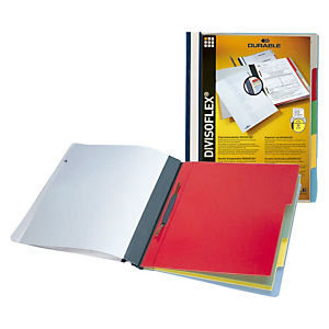 Durable Divisoflex®, Dossier fástener clasificador 5 pestañas, A4, polipropileno/PVC, 100 hojas, azul Durable Divisoflex®, Dossier fástener clasificador 5 pestañas, A4, polipropileno/PVC, 100 hojas, azul