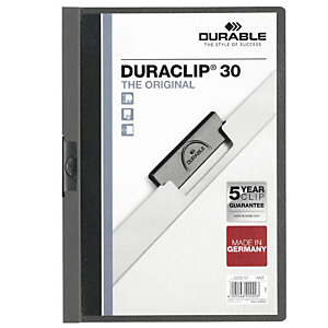 Durable DURACLIP 30 Cartellina con clip fermafogli, A4, Capacità 30 fogli, Grigio antracite Durable DURACLIP 30 Cartellina con clip fermafogli, A4, Capacità 30 fogli, Grigio antracite