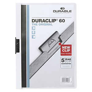 Durable DURACLIP 60 Dosier de pinza A4, capacidad para 60 hojas, blanco Durable DURACLIP 60 Dosier de pinza A4, capacidad para 60 hojas, blanco