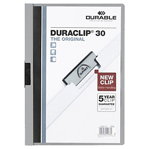 Durable Duraclip® Cartellina con clip fermafogli, A4, Capacità 30 fogli, PVC, Colore grigio Durable Duraclip® Cartellina con clip fermafogli, A4, Capacità 30 fogli, PVC, Colore grigio