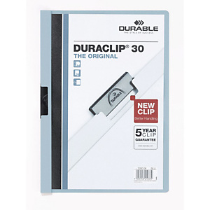 Durable Duraclip®, Dossier de pinza, A4, PVC, 30 hojas, azul claro Durable Duraclip®, Dossier de pinza, A4, PVC, 30 hojas, azul claro