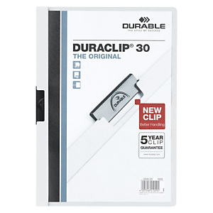 Durable Duraclip®, Dossier de pinza, A4, PVC, 30 hojas, blanco Durable Duraclip®, Dossier de pinza, A4, PVC, 30 hojas, blanco