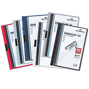 Durable Duraclip®, Dossier de pinza, A4, PVC, 30 hojas, colores surtidos Durable Duraclip®, Dossier de pinza, A4, PVC, 30 hojas, colores surtidos