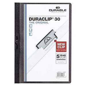 Durable Duraclip®, Dossier de pinza, A4, PVC, 30 hojas, negro