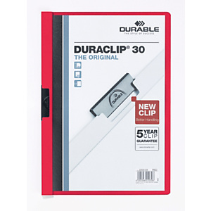 Durable Duraclip®, Dossier de pinza, A4, PVC, 30 hojas, rojo Durable Duraclip®, Dossier de pinza, A4, PVC, 30 hojas, rojo