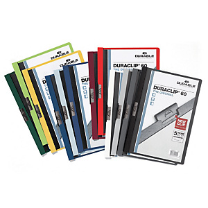 Durable Duraclip®, Dossier de pinza, A4, PVC, 60 hojas, colores surtidos Durable Duraclip®, Dossier de pinza, A4, PVC, 60 hojas, colores surtidos