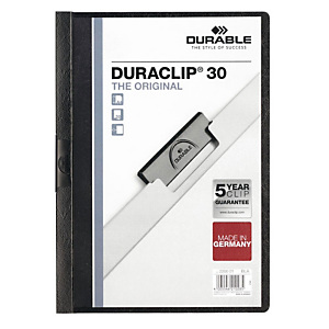 Durable Duraclip® Original Cartellina con clip fermafogli, A4, Capacità 30 fogli, PVC, Nero (confezione da 5 pezzi) Durable Duraclip® Original Cartellina con clip fermafogli, A4, Capacità 30 fogli, PVC, Nero (confezione da 5 pezzi)