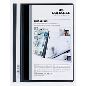 Durable Duraplus, Dossier fástener plástico, A4, PVC, 40 hojas, negro