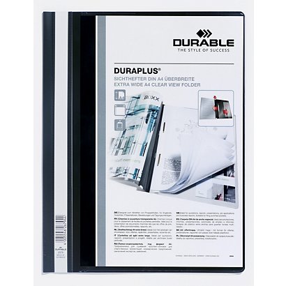 Durable Duraplus, Dossier fástener plástico, A4, PVC, 40 hojas, negro - 1