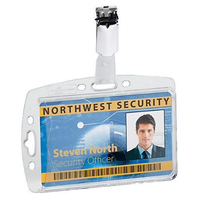 Durable Funda rígida con pinza para tarjetas de identificación o pases seguridad - 1