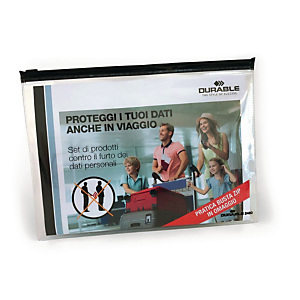 Durable Kit da viaggio RFID SECURE, Busta formato A5, Trasparente Durable Kit da viaggio RFID SECURE, Busta formato A5, Trasparente