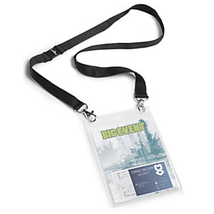 Durable Kit porte-badge évènementiel A6 - Lacet textile Noir - Lot de 10