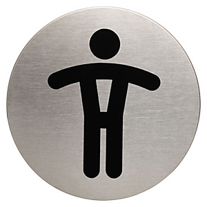 Durable PICTO señal, WC caballeros, 83 mm de diámetro, autoadhesiva, acero inoxidable pulido Durable PICTO señal, WC caballeros, 83 mm de diámetro, autoadhesiva, acero inoxidable pulido