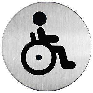 DURABLE Plaque d'intérieur autocollante ronde DURABLE - Toilettes Handicapés DURABLE Plaque d'intérieur autocollante ronde DURABLE - Toilettes Handicapés