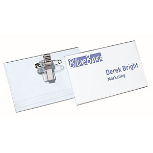 Durable Portanome Eurobadge con combi-clip, Formato orizzontale 54 x 90 mm, Trasparente (confezione 50 pezzi)