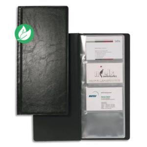 Durable Porte-cartes de visite Visifix noir capacité 192 cartes aspect grain de cuir L11,5 x H25,3 cm