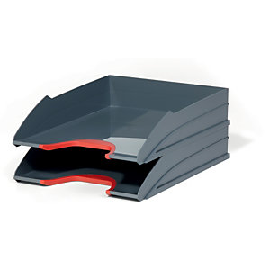 Durable Set 2 vaschette portacorrispondenza Varicolor® TRAY SET, Grigio antracite/Rosso, cm 25,5 x 33 x 5,5 h