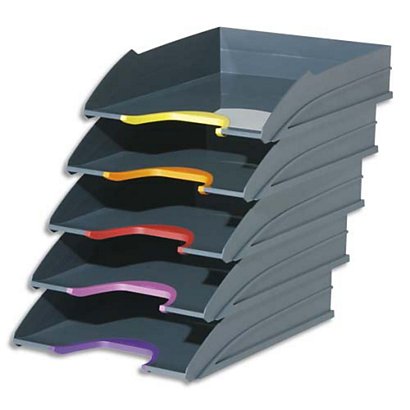 Durable Set de 5 corbeilles à courrier Varicolor - Dimensions : L34 x H35 x P26,5 cm coloris assortis - 1