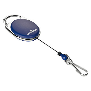 Durable Style Tarjeta de identificación con pinza, cordón extensible, mosquetón, azul oscuro Durable Style Tarjeta de identificación con pinza, cordón extensible, mosquetón, azul oscuro