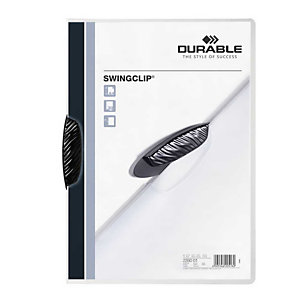 Durable Swingclip®, Dossier de pinza, A4, polipropileno, 30 hojas, transparente con clip negro