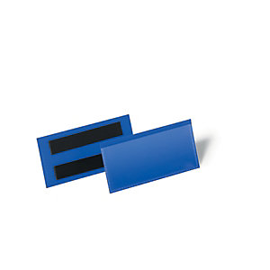 Durable Tasca identificativa con bande magnetiche, 100 x 38 mm, Blu/trasparente (confezione 50 pezzi)