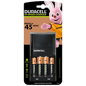 DURACELL Caricabatterie Hi-Speed Charger 45 minuti + 2 pile Stilo AA & 2 pile Mini stilo AAA DURACELL Caricabatterie Hi-Speed Charger 45 minuti + 2 pile Stilo AA & 2 pile Mini stilo AAA