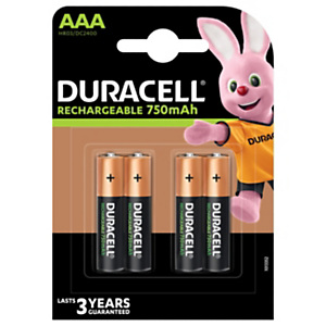 Duracell Pile rechargeable AAA / HR3 - 750 mAh - Lot de 4